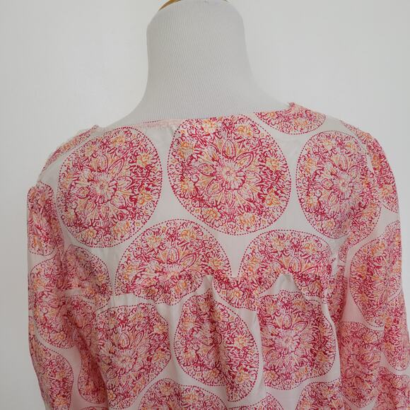 Calypso St. Barth Target Silk Blouse Crochet Pink Medallion Women Medium - Picture 8 of 13